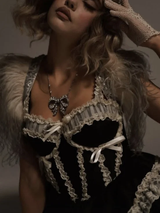 Selkie Moulin Rouge Mini Dress Size Small Worn Once Selkie Black Dress With Lace - Picture 4 of 5